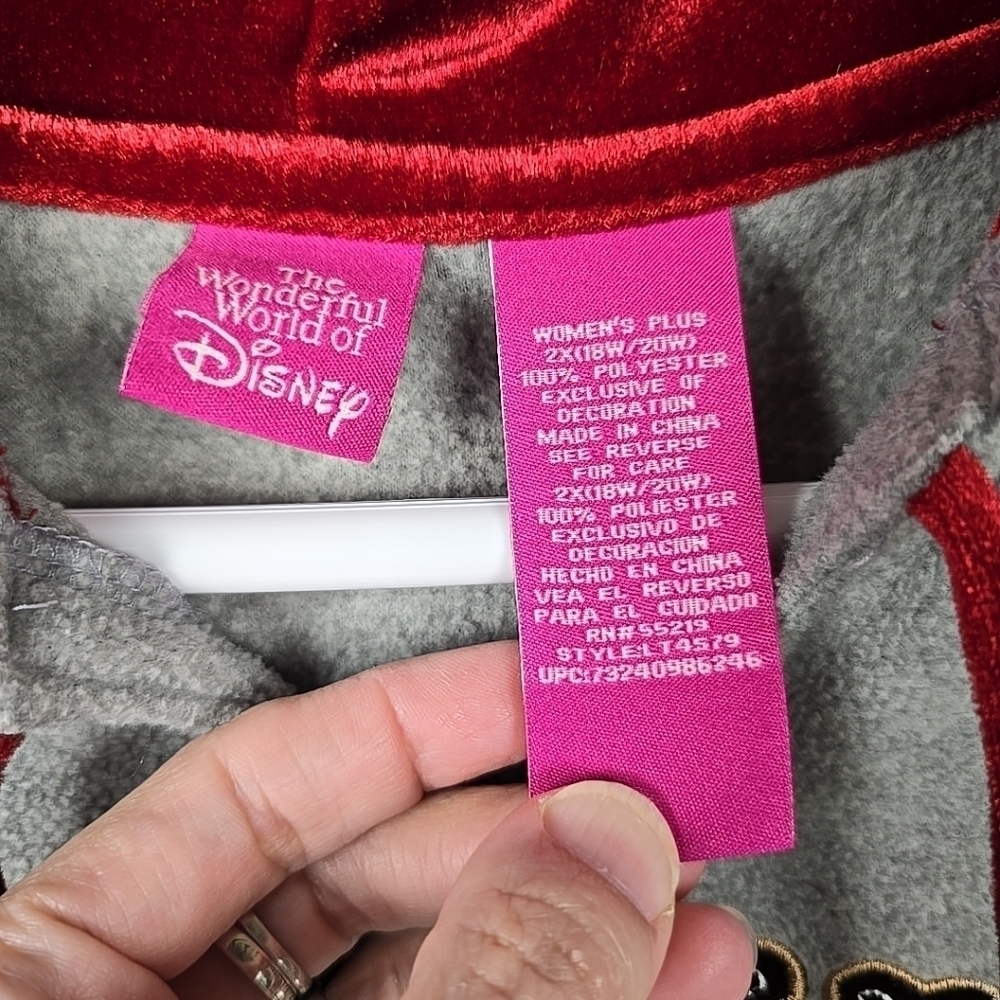 Disney Official Vintage Retro Mickey Mouse Grey Fleece Hoodie Womens 2XL - Picture 6 of 16